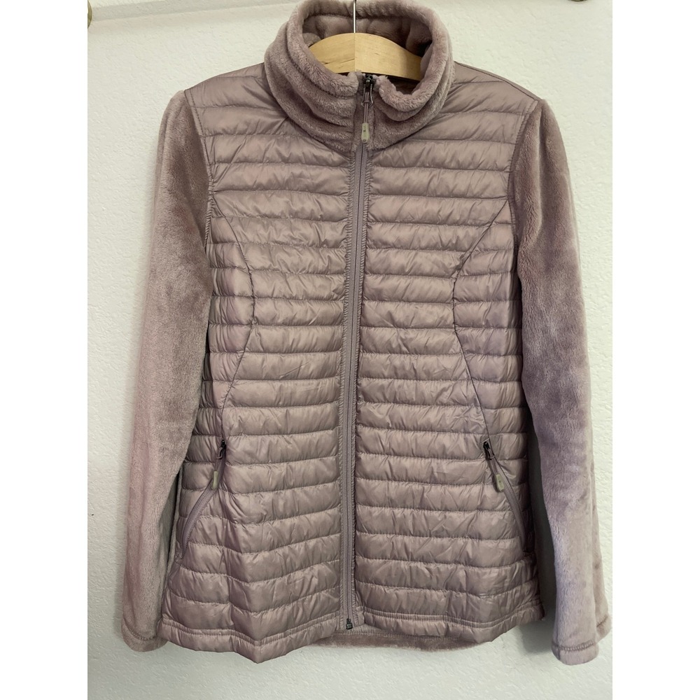 32 Degrees Heat‎ Jacket Womens M Pink Puffer Fleece Trim Full Zip
